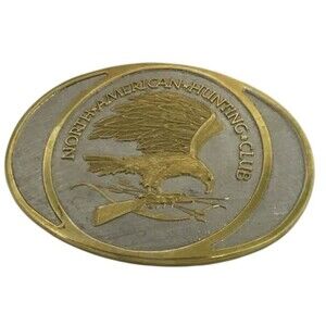 North American Hunting Club Belt Buckle NAHC Member Gold on Brass Oval Not Worn